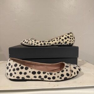 Pink & Pepper Ballet Flats Women 8.5 White Black Polka Dot Good Faux Calf Hair